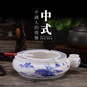 大码 复古青花陶瓷创意个性 烟灰缸大号客厅办公室酒吧 实用欧式 时尚