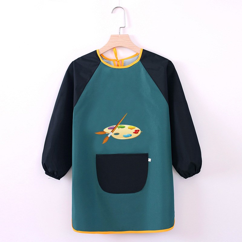 儿童罩衣防水美术幼儿园画画衣倒背衣logo长袖围裙反穿衣画室防污
