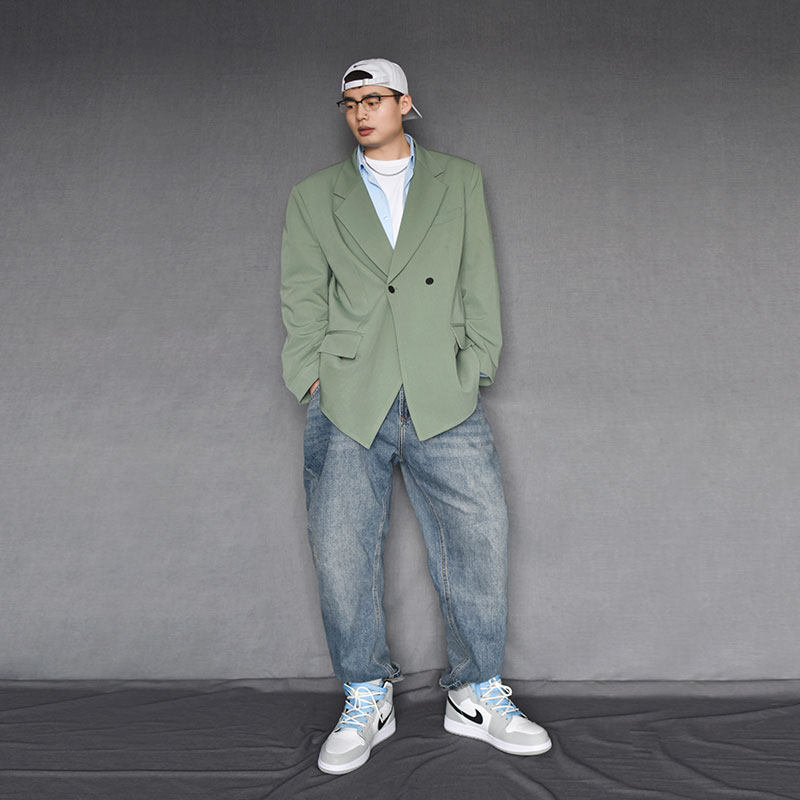 茶系上衣绿色茶歇风外套忧郁的冷淡系西装高级感奶系穿搭早春套装