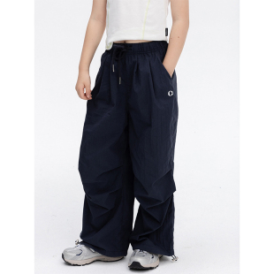 女童休闲工装裤2025夏季新款儿童薄款时尚设计感阔腿裤束脚运动裤