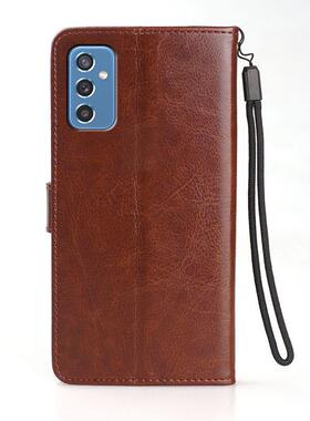 适用三星SM一M526BR/DS手机壳皮夹Galaxy M52外壳翻盖SM-M526B/DS保护套6.70英寸SMM526B钢化膜磁扣软壳钱包?