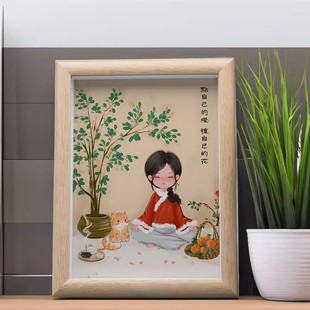 古风相框摆件送朋友高档摆画 花暖心语录新中式 点自己 灯种自己