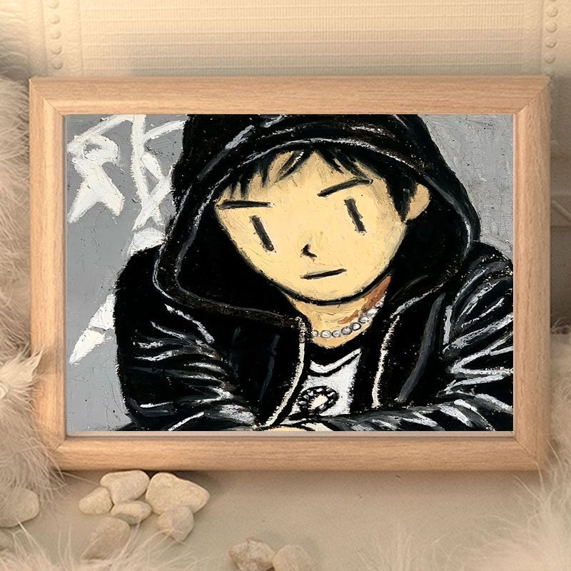 王力宏专辑封面绘画板油画棒相框摆件房间装饰画客厅摆台成品礼物