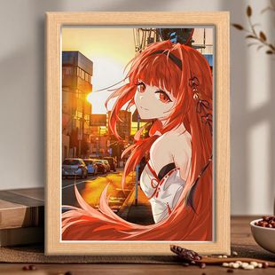 龙族上杉绘梨衣Sakura周边治愈系夕阳桌面书房床头相框装饰摆台