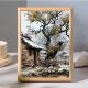 怀旧乡村生活雪中老房图案相框居家装 饰摆台乡村田园风景画送长辈