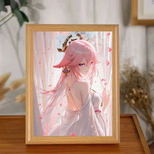 原神八重神子周边二次元绝美相框桌面卧室摆件朋友闺蜜生日礼物