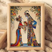 中国非遗皮影戏桌面摆件相框霸王别姬武松打虎装 饰画摆台礼物挂画