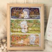 小羊波德莱尔小狗治愈系桌面摆件相框装 饰礼物摆台书房卧室挂画