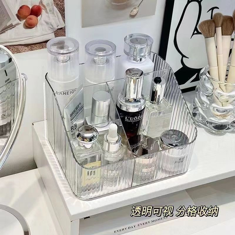 透明化妆品收纳盒分格整理盒护肤品置物架大号耐用口红收纳盒
