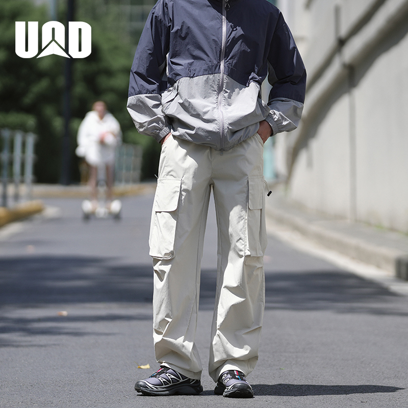 UOD休闲裤男百搭夏季新款宽松长裤纯色工装裤情侣多口袋长裤