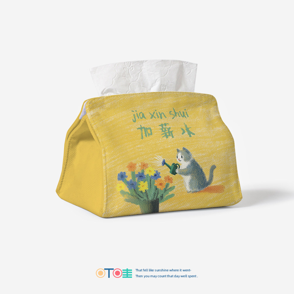 打工猫加薪水办公室桌面纸巾盒图片