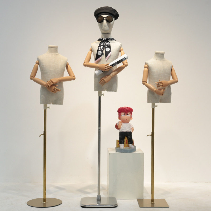 竹节麻分腿儿童模特人偶服装道具女全身假人台童装店橱窗展示架