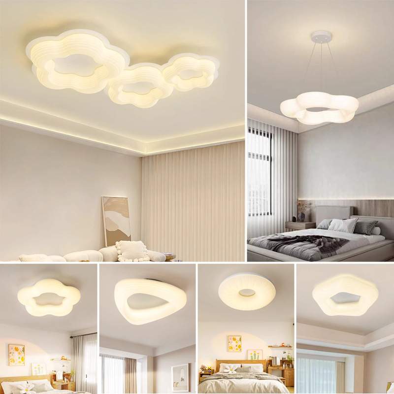 奶油风灯具简约现代卧室大厅主灯套餐2023年新款LED客厅吸顶灯