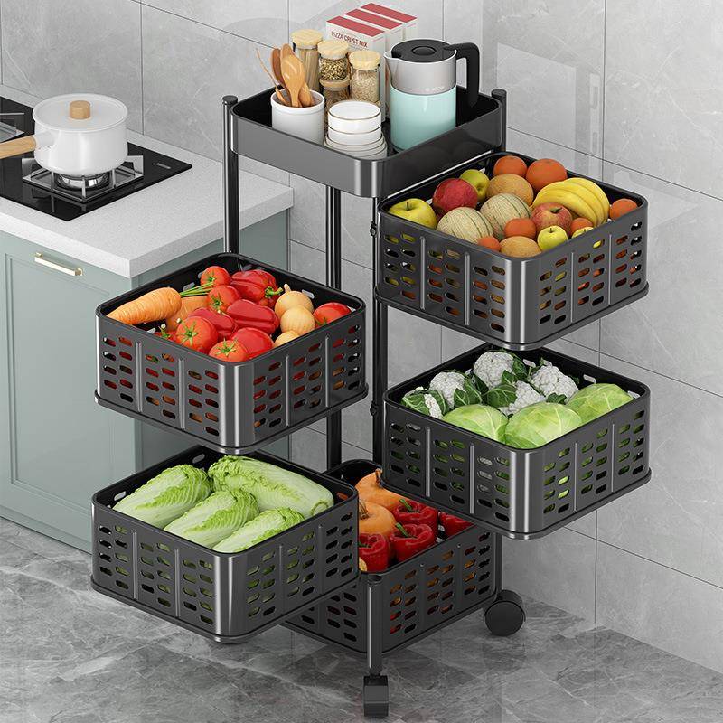 旋转菜篮子置物架厨房蔬菜落地多层储物果蔬可移动多功能专用收纳