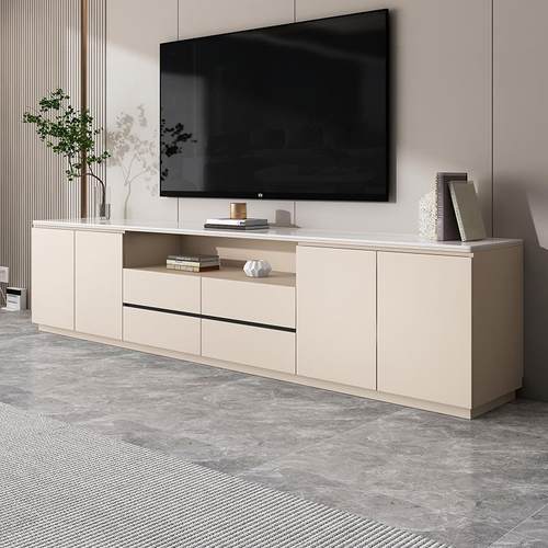 my电视柜高款岩板茶几组合简约现代储物柜客厅卧室家用实木落地柜