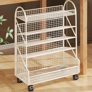 可移动书架落地置物架办公桌下小推车书桌收纳架带轮儿童书包书柜
