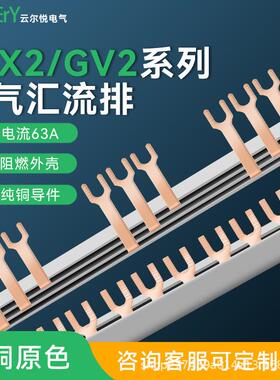 GV2DZ108汇流排63A54间距紫铜1.5*7标准U型3P接线排接触器连