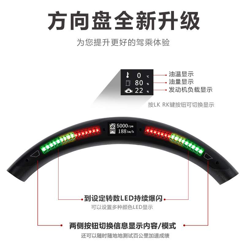适用宝马M4系F32F33F34 改装M曜夜led液晶丁字裤碳纤维方向盘盖板