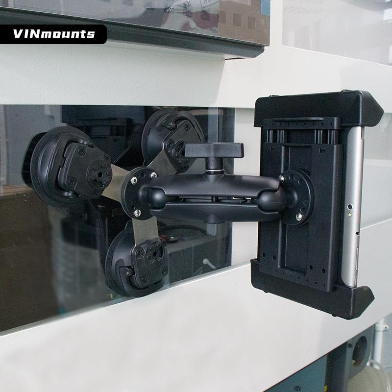 工程车挡玻璃三吸盘平板支架大吸力防抖7-14英寸三防平板万向支架