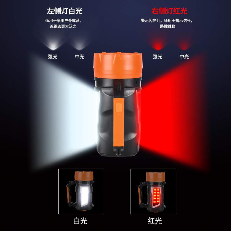 新款手提探照灯 户外防水USB充电野营灯LED手电筒手摇发电