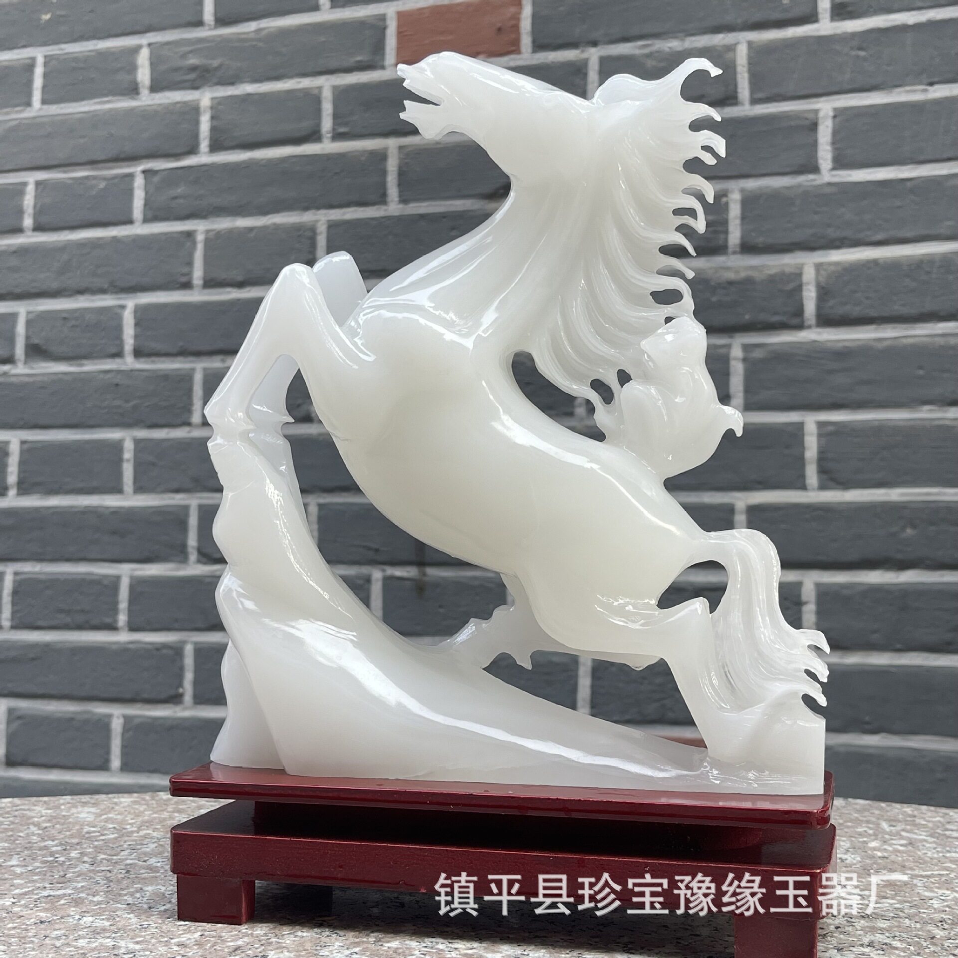 天然冰种阿富汗玉玉马摆件马上封侯媲美羊脂白玉马到成功家居客厅