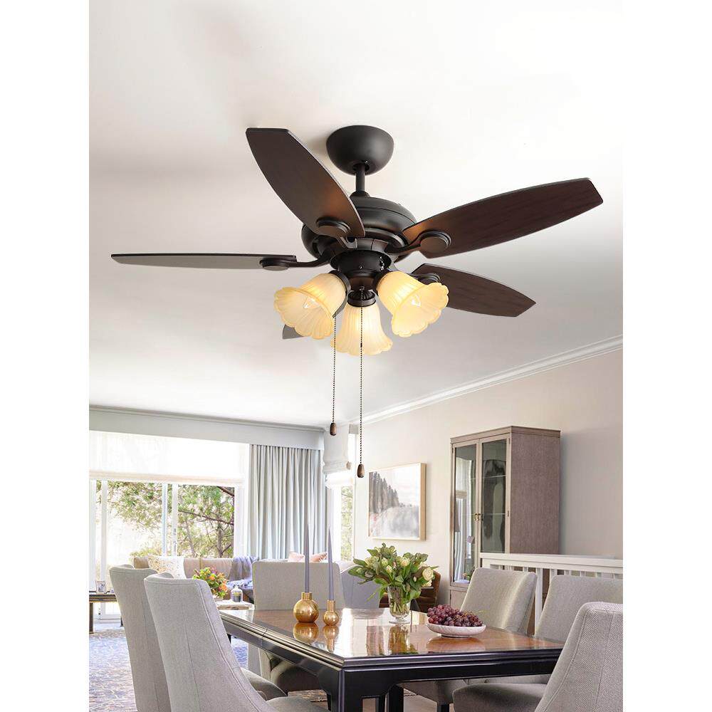 跨境2023年新款美式风扇灯家用一体吊扇灯客厅卧室玻璃复古灯具