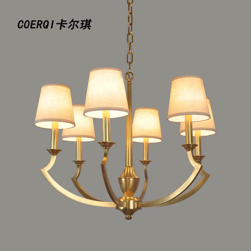 美式乡村吊灯铜吊灯 客厅全铜吊灯餐厅卧室简约创意6头8头长吊灯