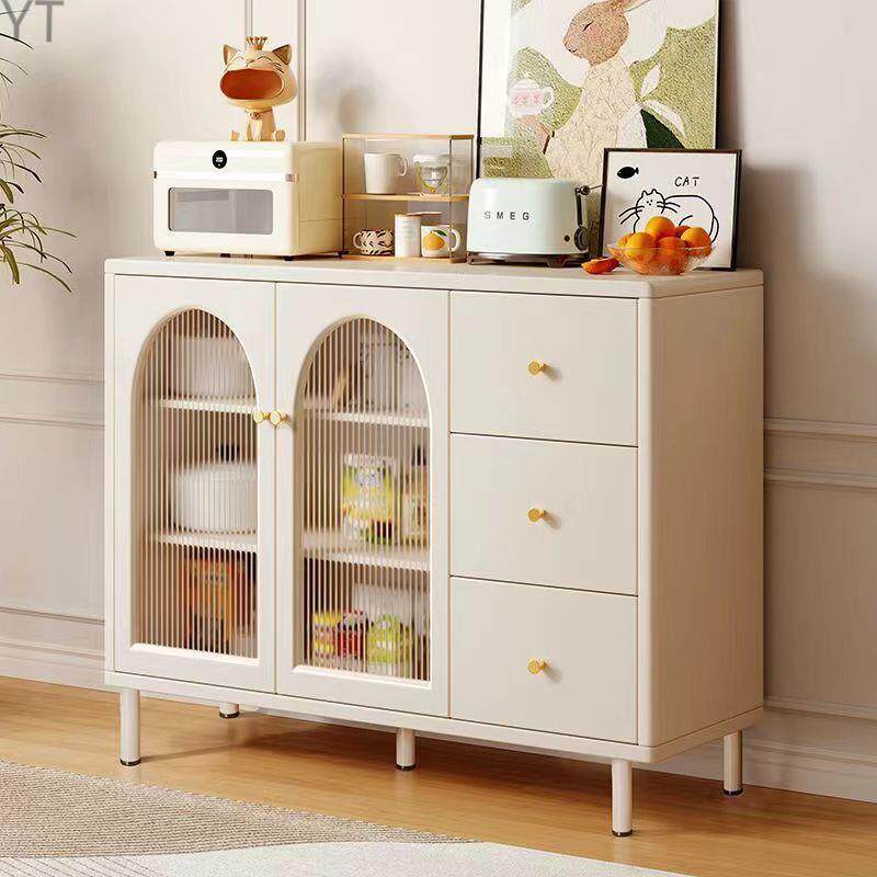 奶油风餐边柜靠墙多功能斗柜客厅收纳置物柜厨房橱柜碗柜茶水柜by