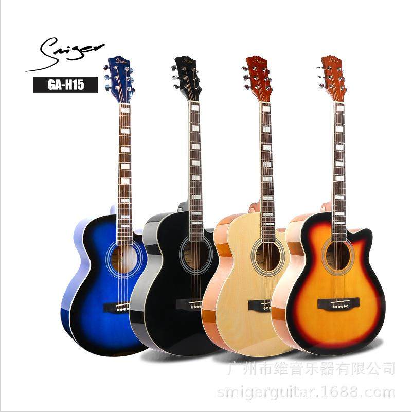 40寸吉他初学亮光黑色日落色吉他GA-H15椴木哑光缺角民谣EQ