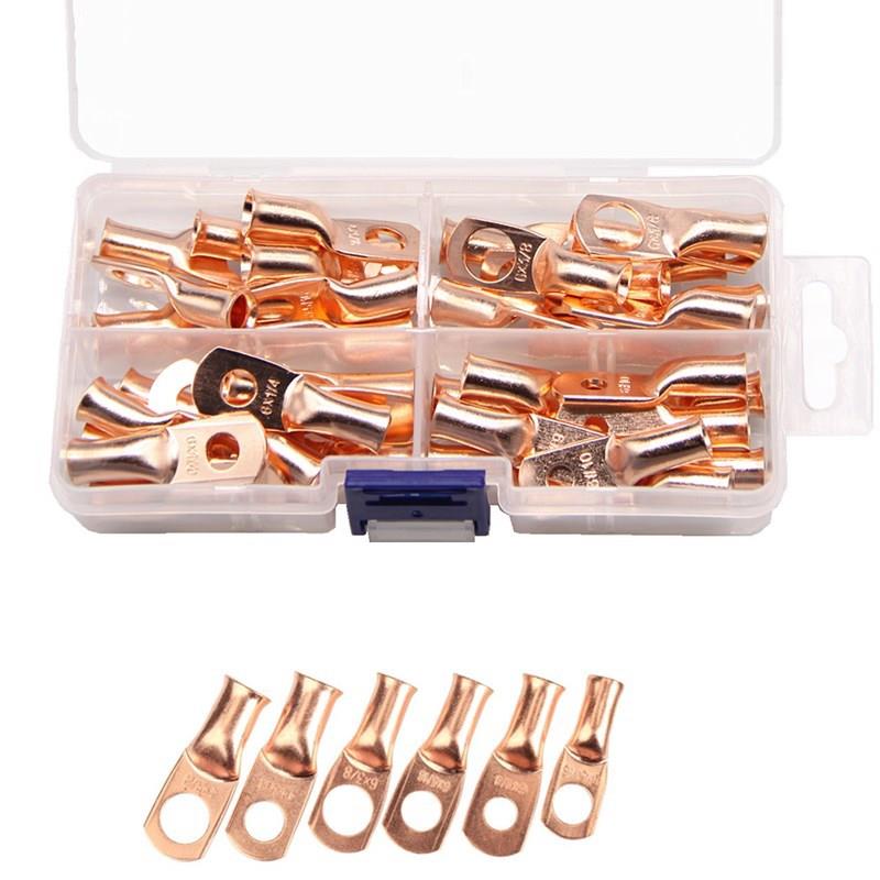 跨境爆款40pcs盒装美规6&8AWG窥口铜管接线端子冷压端子铜鼻子