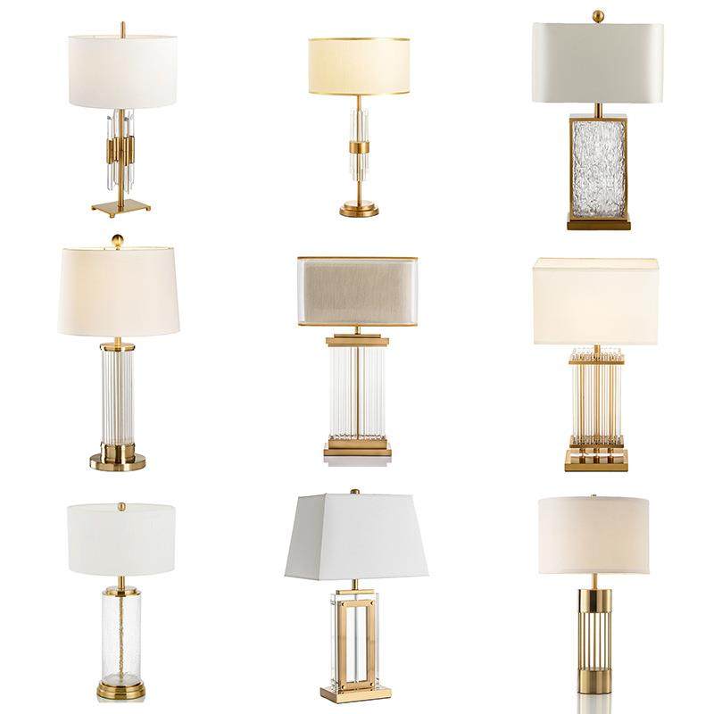 轻奢创意装饰台灯卧室床头柜酒店客房水晶玻璃艺术灯摆设布罩灯饰