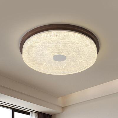 中古风卧室灯美式复古实木胡桃木书房奶油风全光谱护眼房间吸顶灯