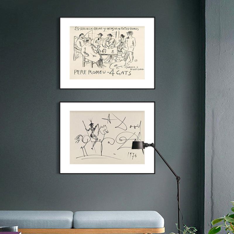 简约北欧文艺复古抽象装饰画线条人物毕加索玄关客厅沙发背景挂画