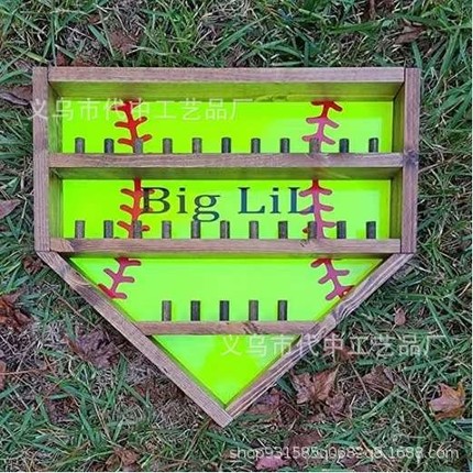 Softball Wooden Display Stand木质棒球收纳盒壁挂式棒球整理盒