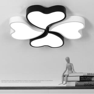 吸顶灯led简约现代黑白客厅餐厅儿童房灯具 卧室灯创意四叶草个性