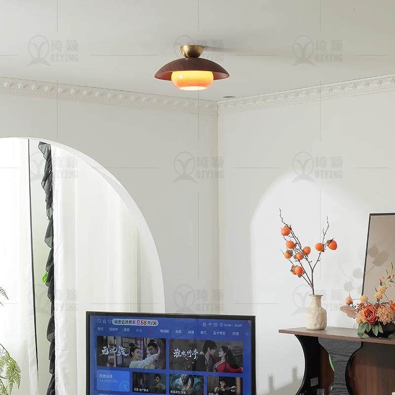 法式复古奶油风过道柿子吸顶灯中古木纹阳台走廊入户衣帽间玻璃灯,农机/农具/农膜,其它农用工具,淘宝优惠券,粉丝福利购,淘宝优惠卷