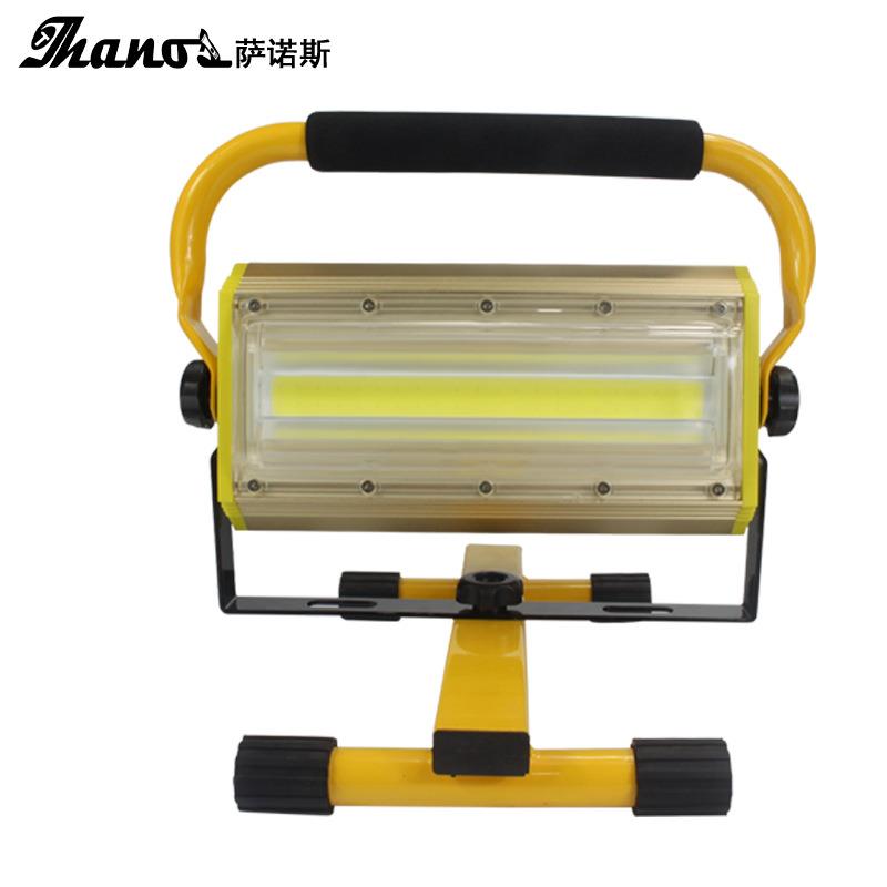 跨境货源LED100W投光野营灯方形可充电带红蓝警示户外移动泛光灯