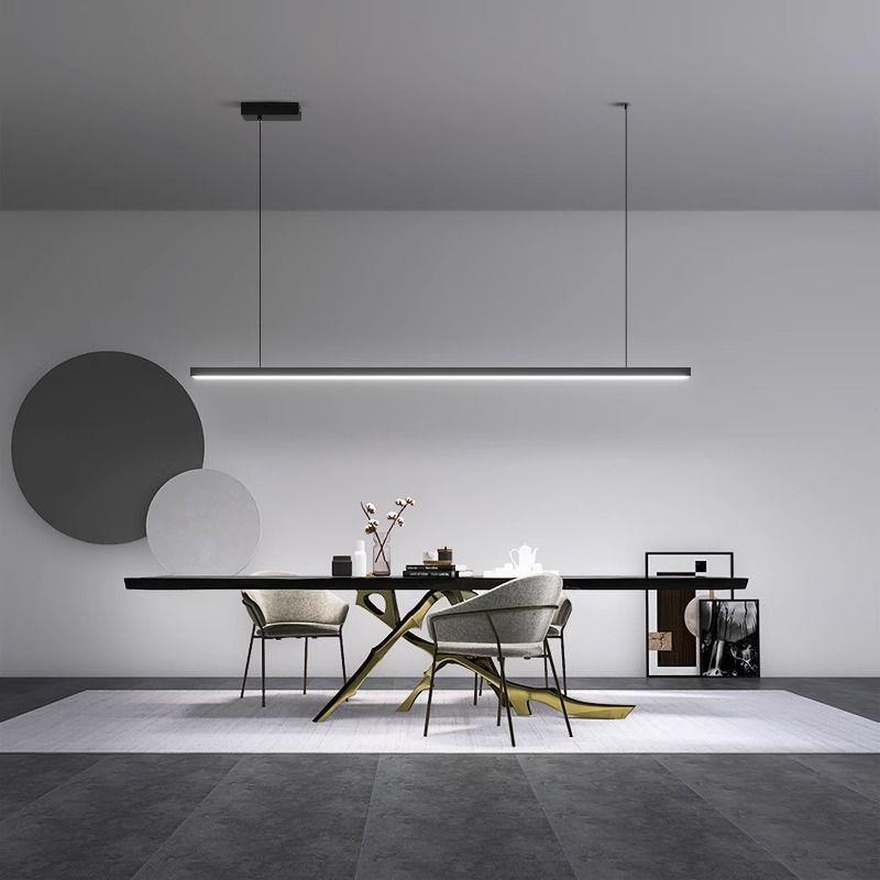极简餐厅吊灯现代简约大气北欧设计师一字长条办公室餐桌吧台灯