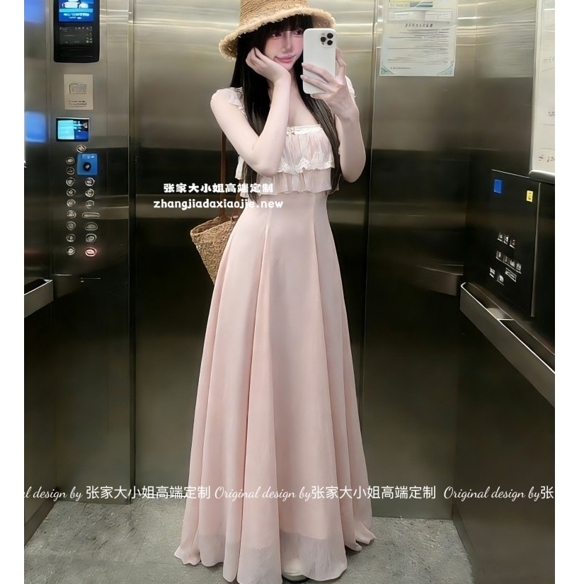 法式气质蕾丝拼接吊带裙女春季新款海边度假长裙设计感波点连衣裙,女装/女士精品,连衣裙,淘宝优惠券,粉丝福利购,淘宝优惠卷