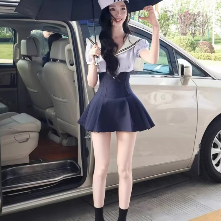 JK制服水手服海军领上衣百褶裙子