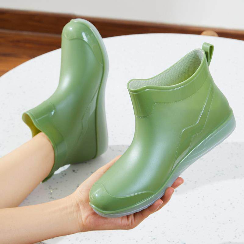 日系雨鞋女短筒时尚款胶鞋外穿加绒棉防水鞋雨季洗车工作防滑雨靴