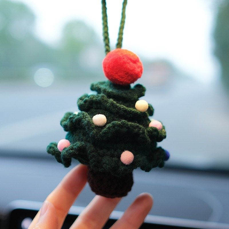 网红diy手工编织圣诞树汽车挂件车内吊饰挂饰圣诞节手工编绳挂件