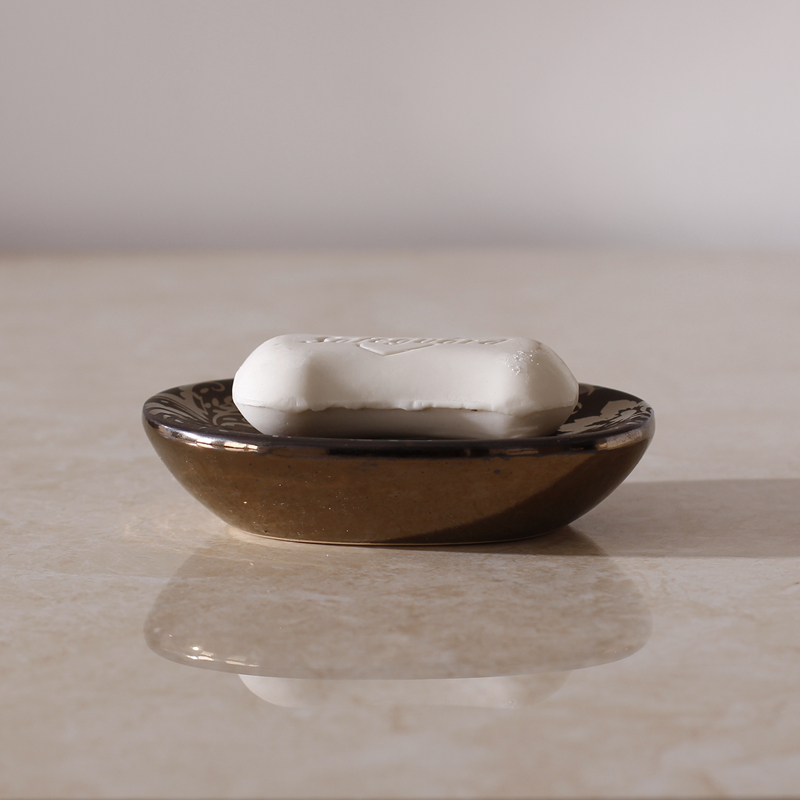 复古创意磨砂陶瓷肥皂盒浴室中式宫廷风描金肥皂架皂托皂碟香皂盒