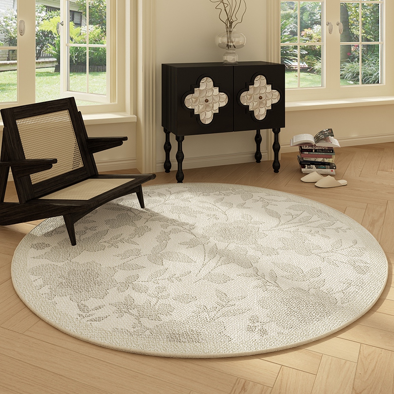 法式复古圆形地毯卧室梳妆台化妆椅子地垫客厅沙发茶几房间转椅垫