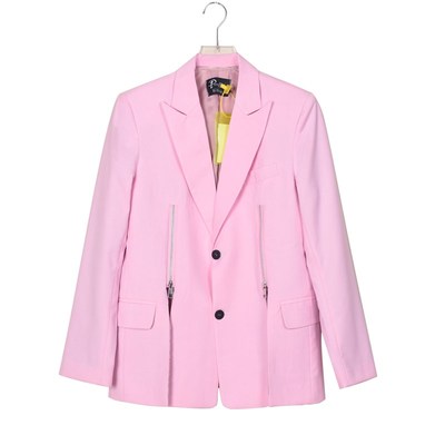 年会歌手演出长拉链男团跳舞主持人艺考舞台粉色西服套装1059