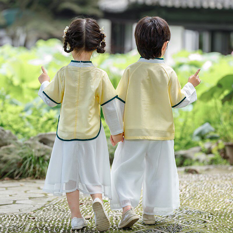 儿童汉服女幼儿园开学演出中国风男童古装国学服女童小学生表演服