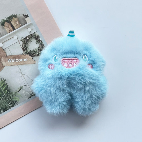 可爱毛绒独角小怪兽公仔冰箱贴个性创意防撞磁贴入户门装饰吸铁石