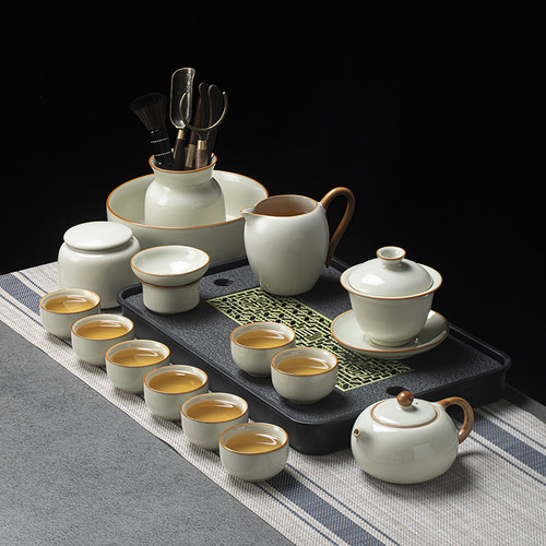 言恺茶具套装汝窑瓷器密胺茶台
