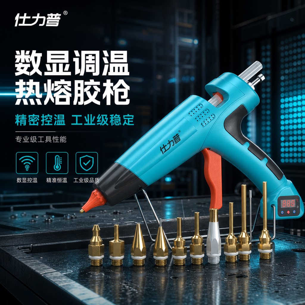 仕力普大功率500W数显调温热熔胶枪工业制作专业级精密控温热胶枪