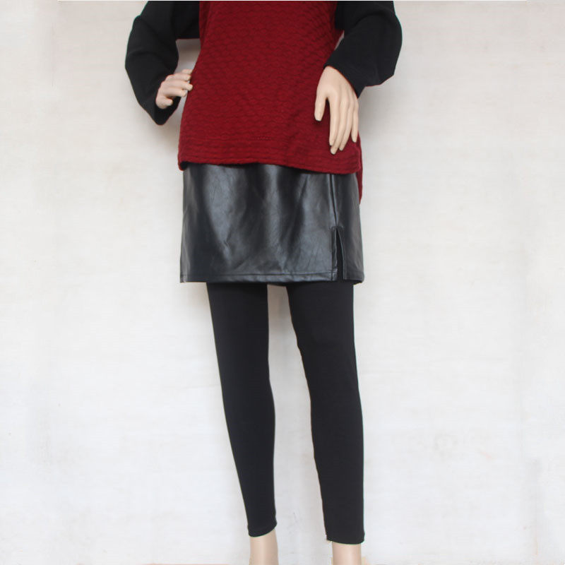 秋季新款大码一体裙裤带遮臀皮裙的打底裤假两件女外穿屁帘裙裤子